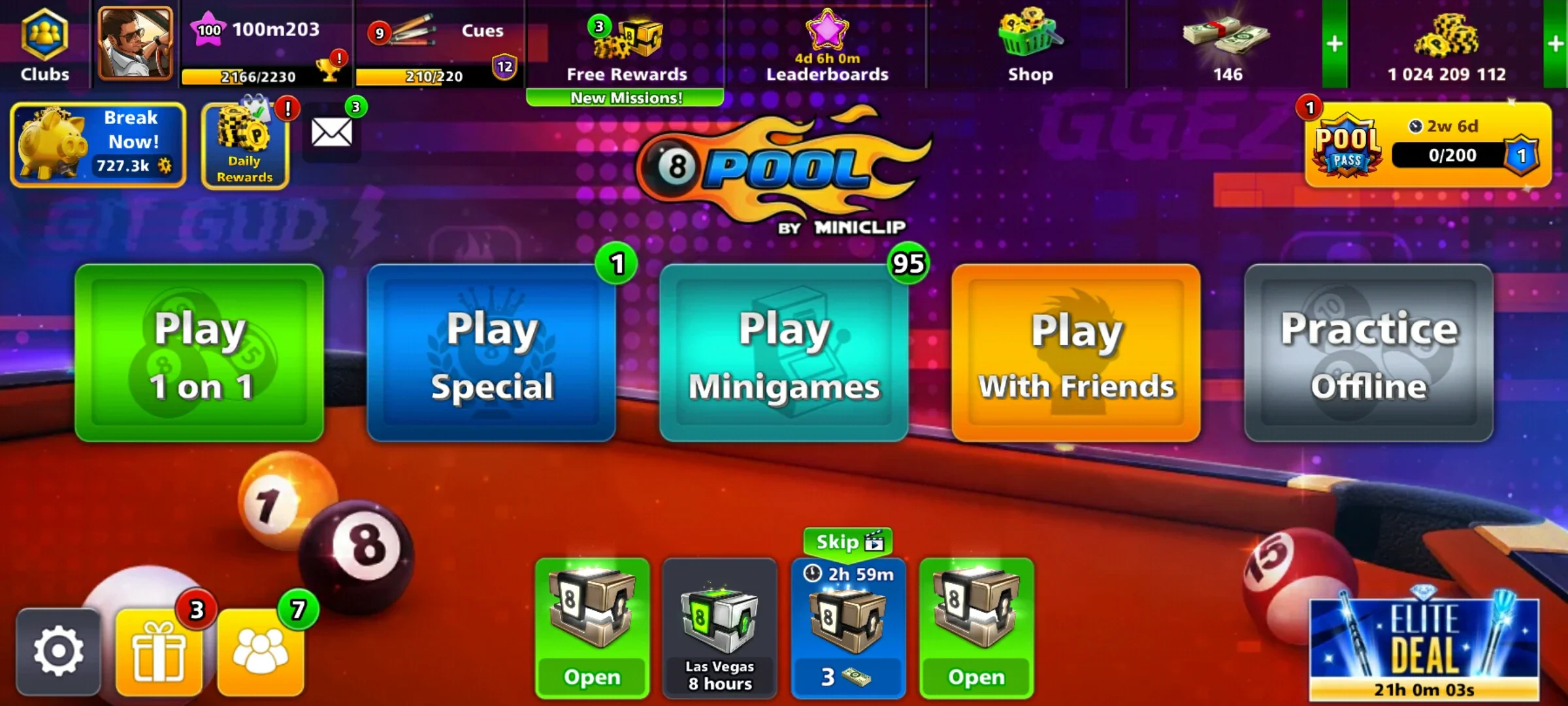 1 Billion Coins, 1 Legendary Cue & 66 Leg. Box | 8 Ball Pool Account - Image 2