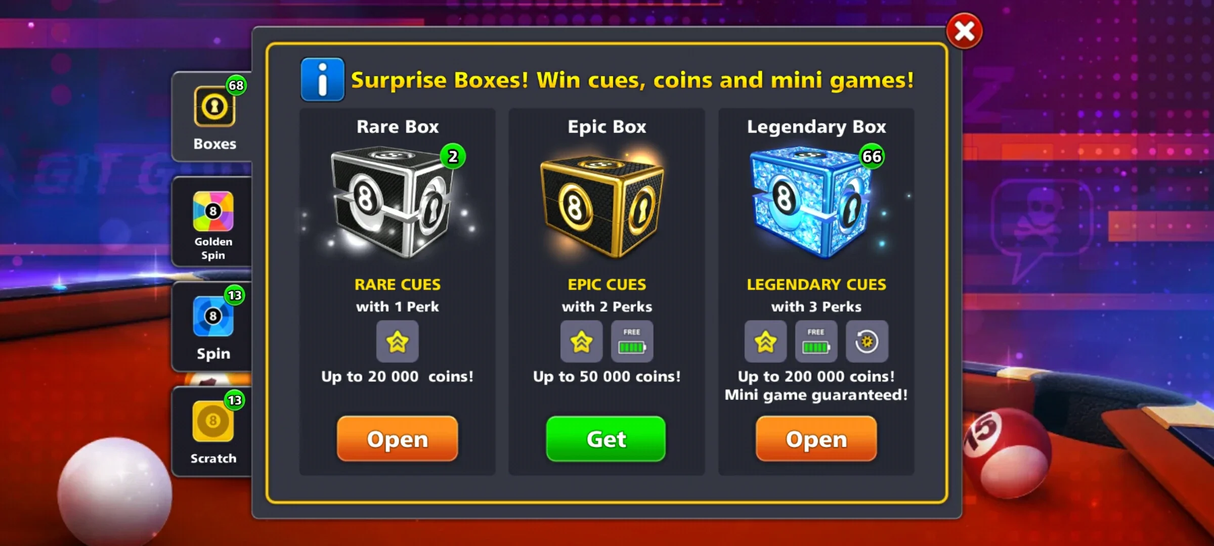 1 Billion Coins, 1 Legendary Cue & 66 Leg. Box | 8 Ball Pool Account - Image 4