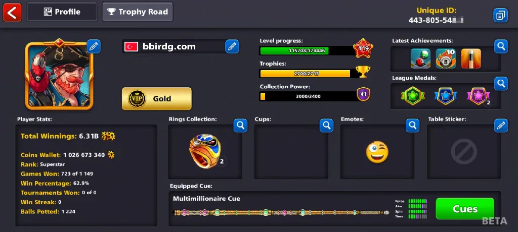 1 Billion Coins & 10 Legendary Cues | Elite Miniclip Account | 8 Ball Pool - Image 2