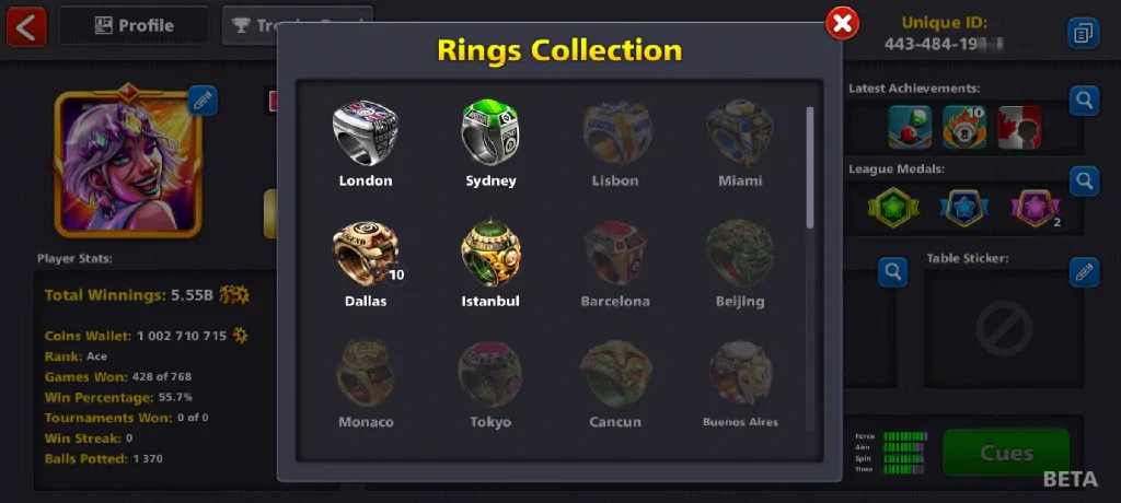 1 Billion Coins, 13 Legendary Cues | Elite Miniclip Account | 8 Ball Pool - Image 4