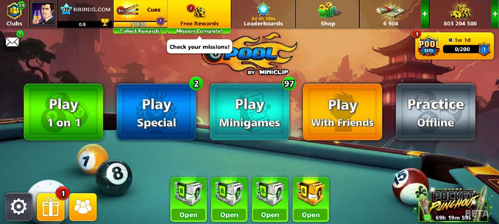 800 Million Coins & 6900 Cash | 8 Ball Pool Account - Image 7