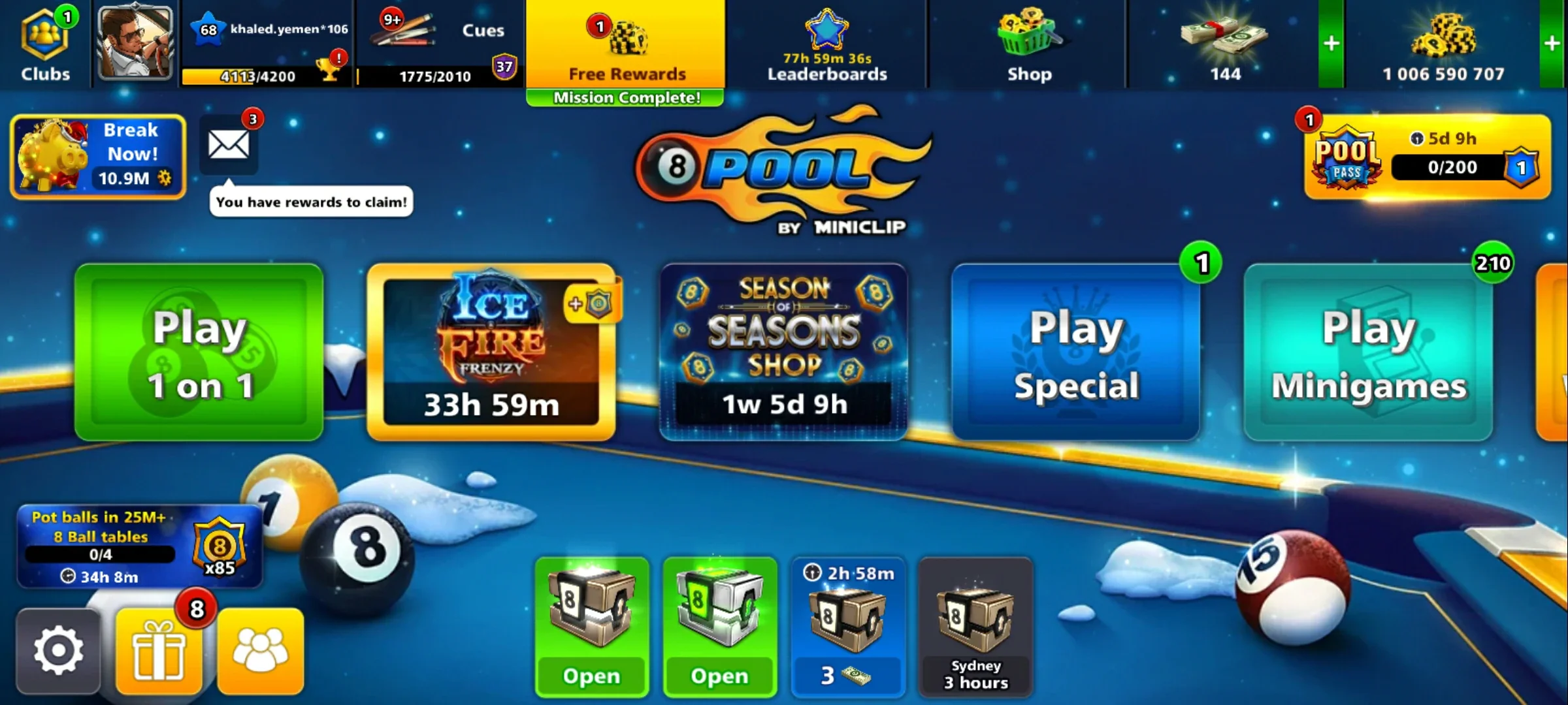 1 Billion Coins and 10 Legendary Cues | 8 Ball Pool Account - Image 2