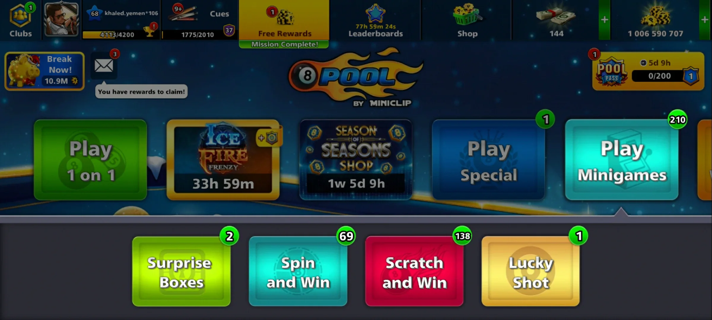 1 Billion Coins and 10 Legendary Cues | 8 Ball Pool Account - Image 3