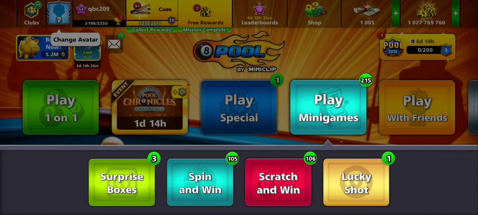 1 Billion Coins | x18 Legendary Cues | 8 Ball Pool Account - Image 4
