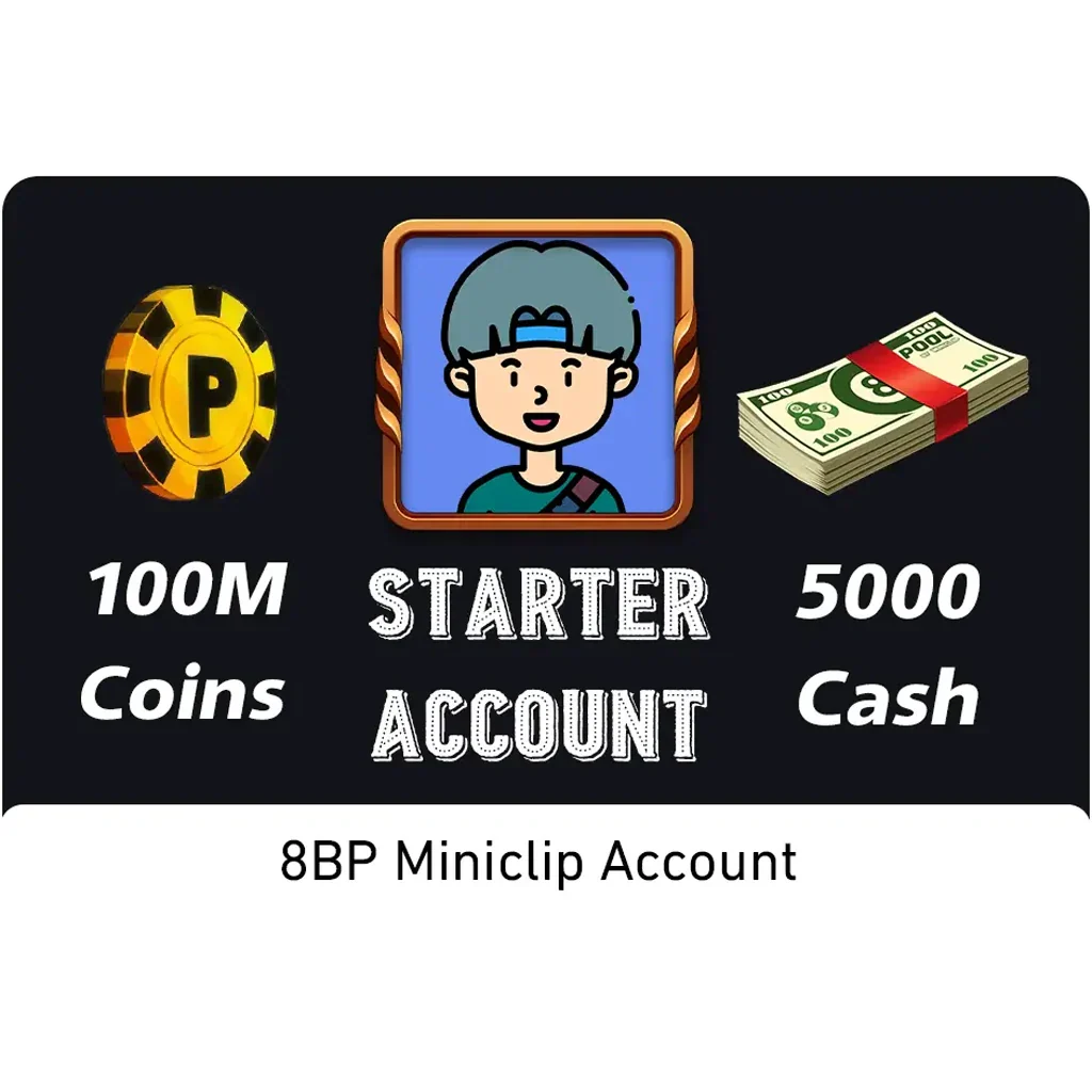 100 Million Coins, 5000 Cash | Starter Miniclip Account | 8 Ball Pool