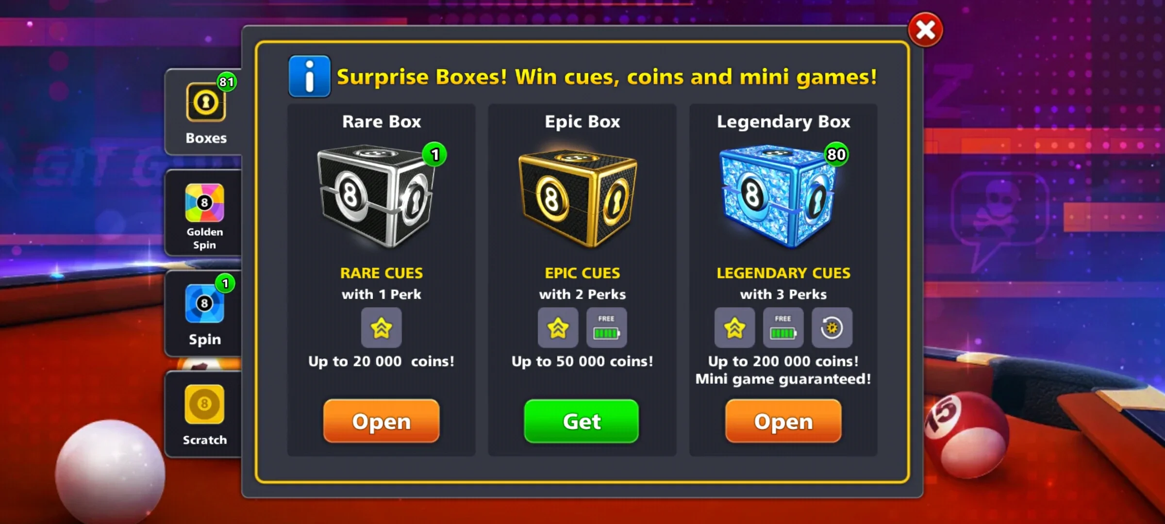 100 Million Coins & 80 Legendary Box  | 8 Ball Pool Account - Image 4