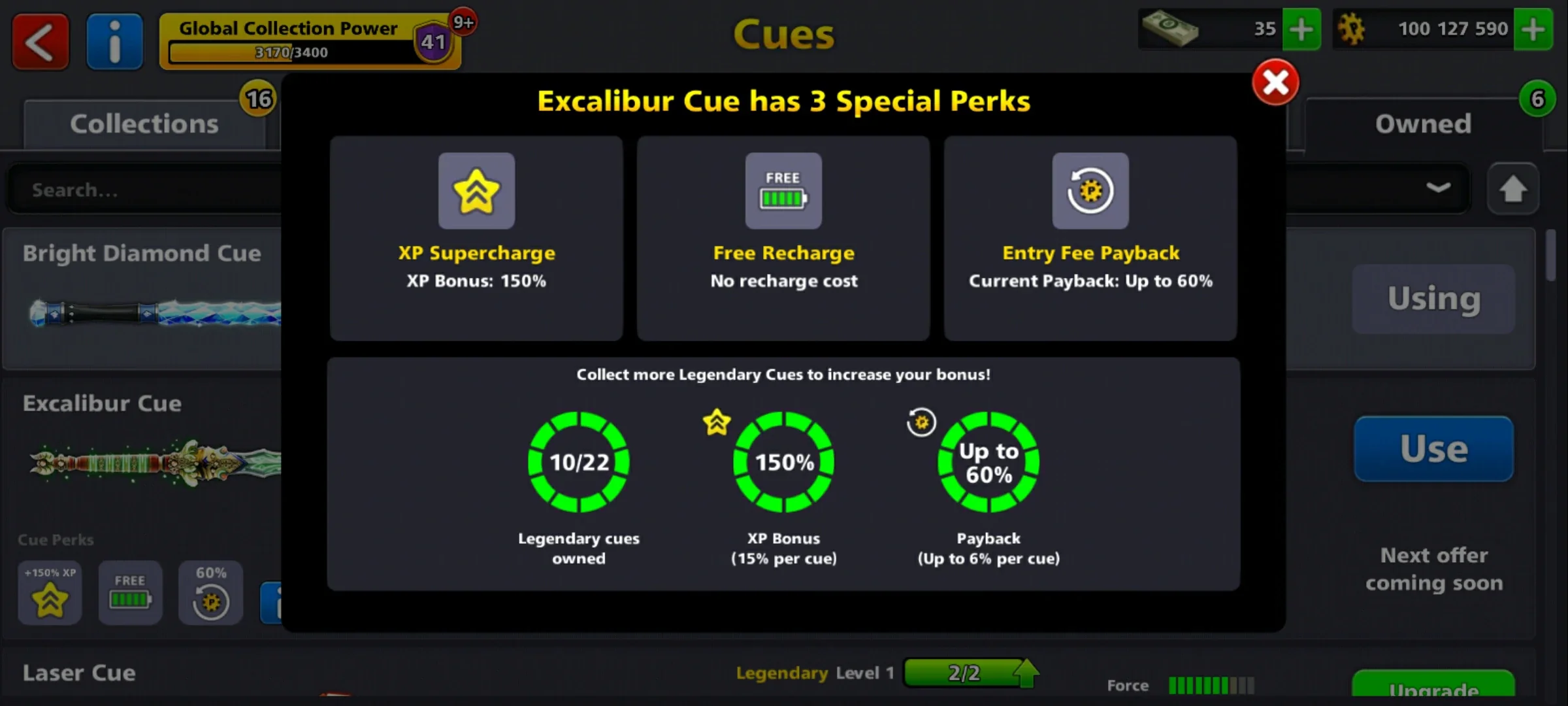 100M Coins | x10 Legendary Cues | 1 Max Cue | 8 Ball Pool Account - Image 11