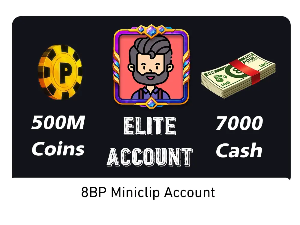 500 Million Coins, 7000 Cash | Elite Miniclip Account | 8 Ball Pool