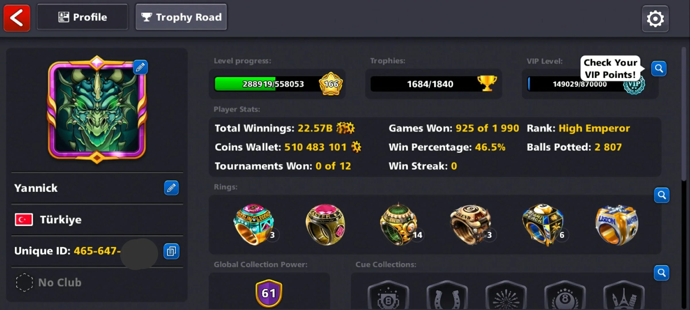 500M Coins | 9500+ Cash | 150+ Various Cues | 8 Ball Pool Account - Image 2