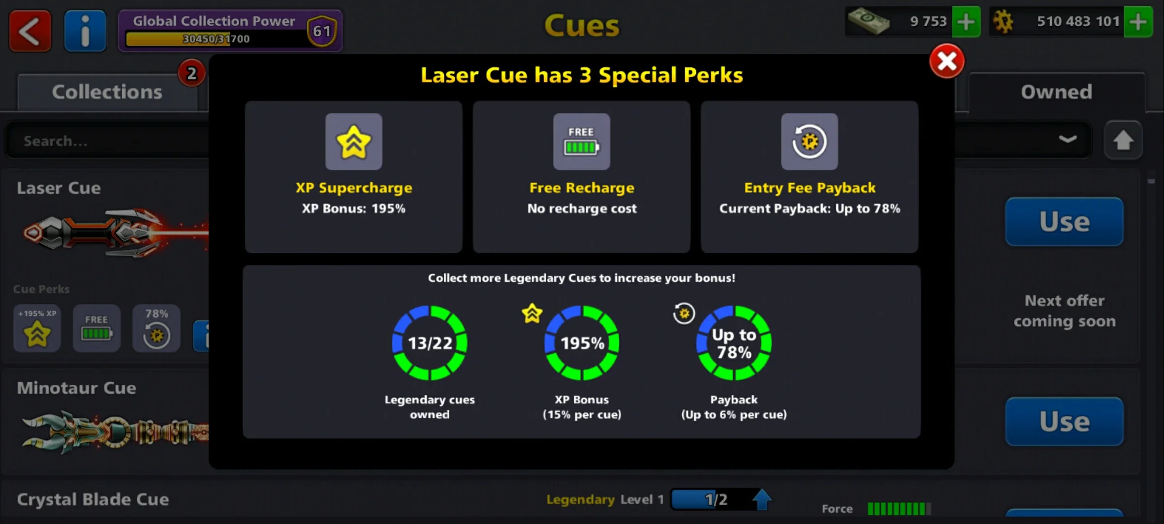 500M Coins | 9500+ Cash | 150+ Various Cues | 8 Ball Pool Account - Image 22