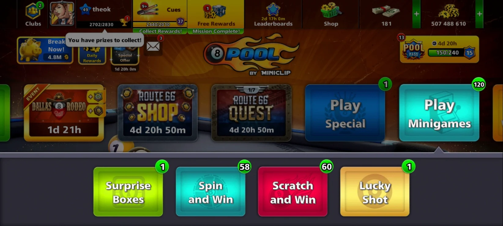 500M Coins | x11 Legendary Cues | 8 Ball Pool Account - Image 4
