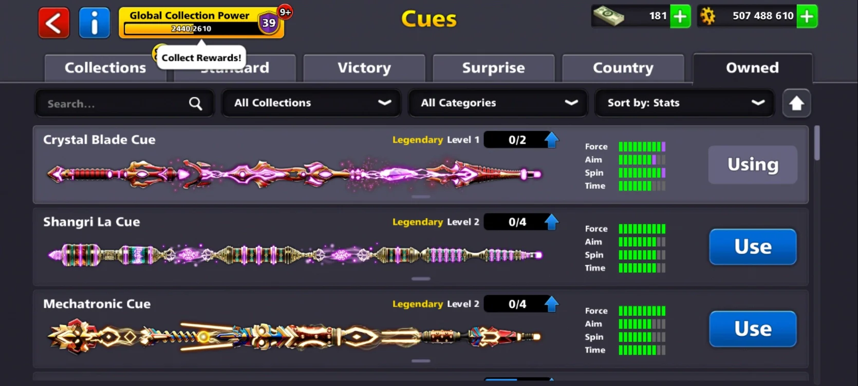 500M Coins | x11 Legendary Cues | 8 Ball Pool Account - Image 5