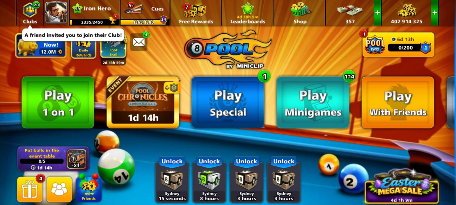 500M Coins | x9 Legendary Cues | 8 Ball Pool Account - Image 2