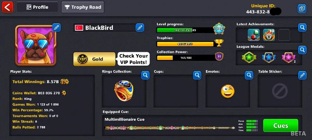 800 Million Coins & 2900 Cash | 8 Ball Pool Account - Image 9