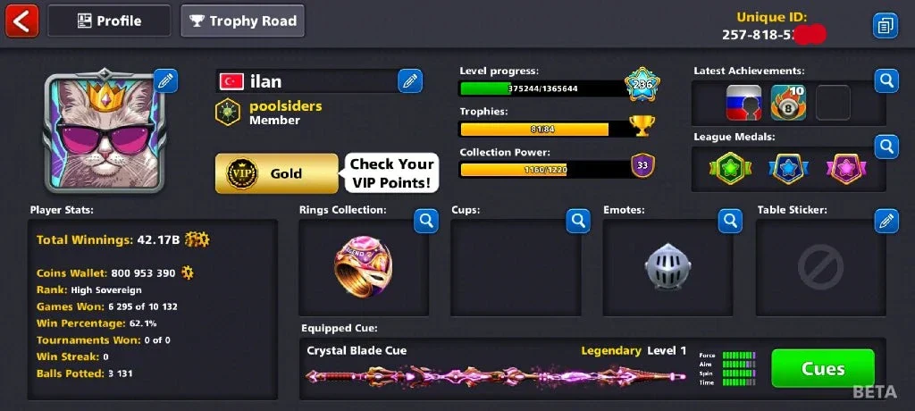 800 Million Coins & 5 Legendary Cues | 8 Ball Pool Account - Image 10