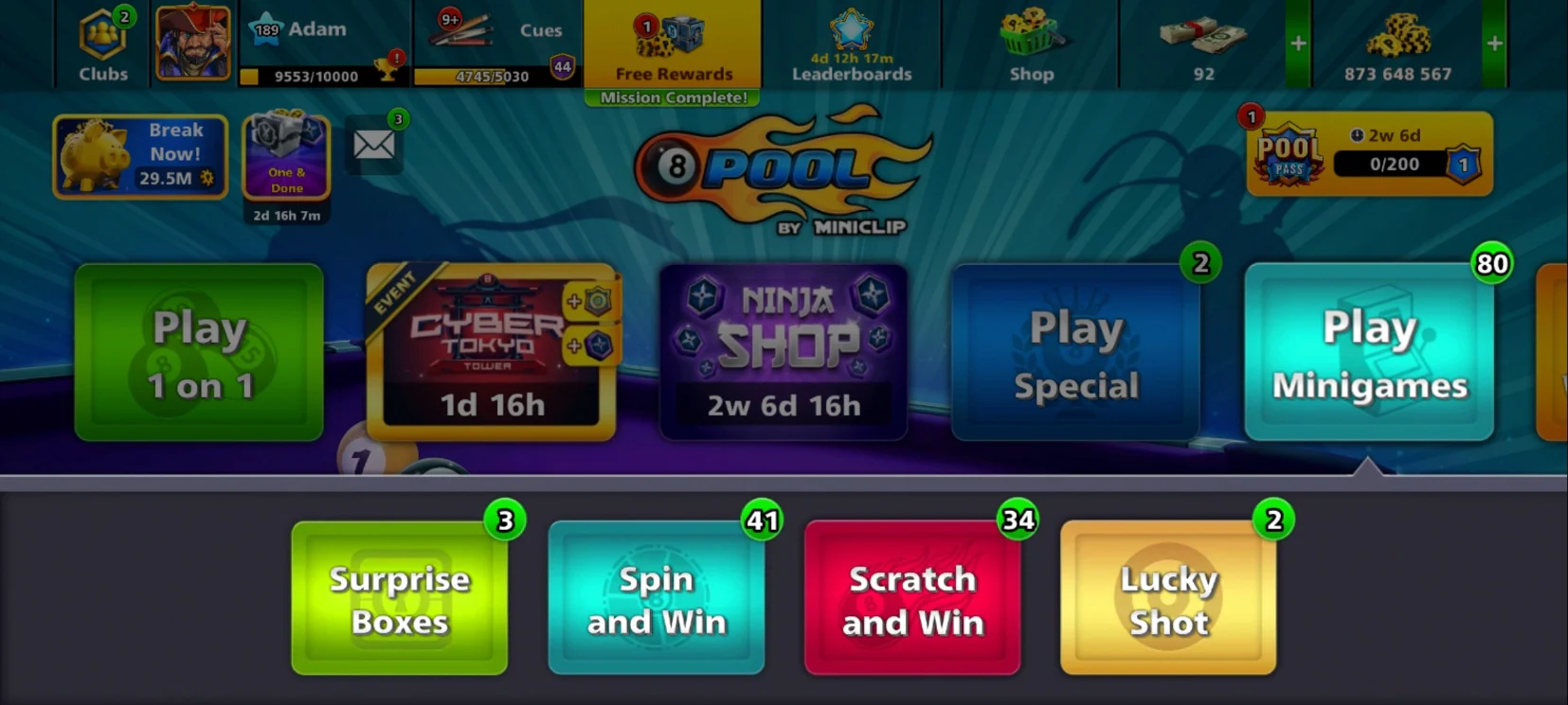 850M Coins | x3 Legendary Cues | 8 Ball Pool Account - Image 3