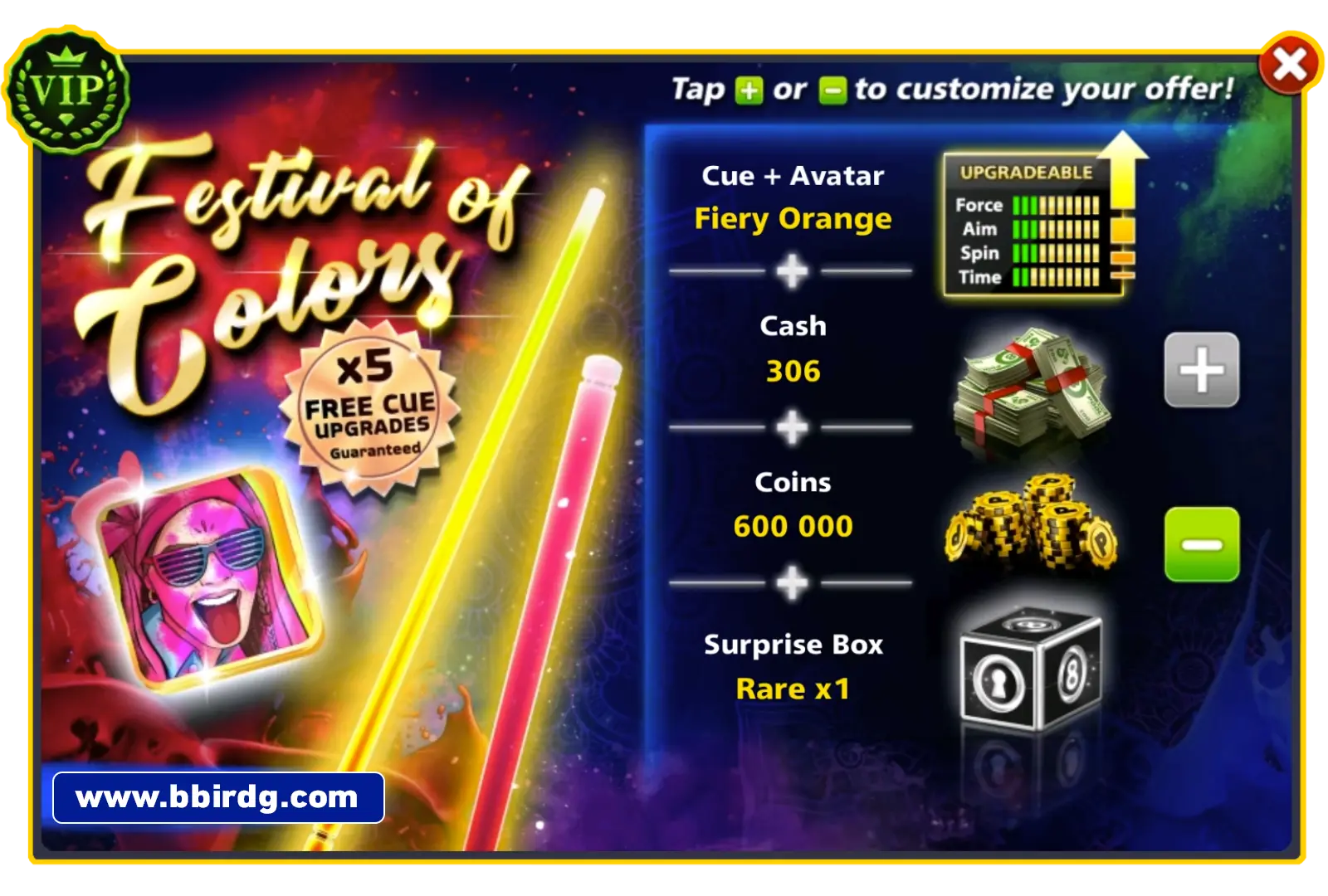 Fiery Orange Cue - Festival Of Colors | 8 Ball Pool