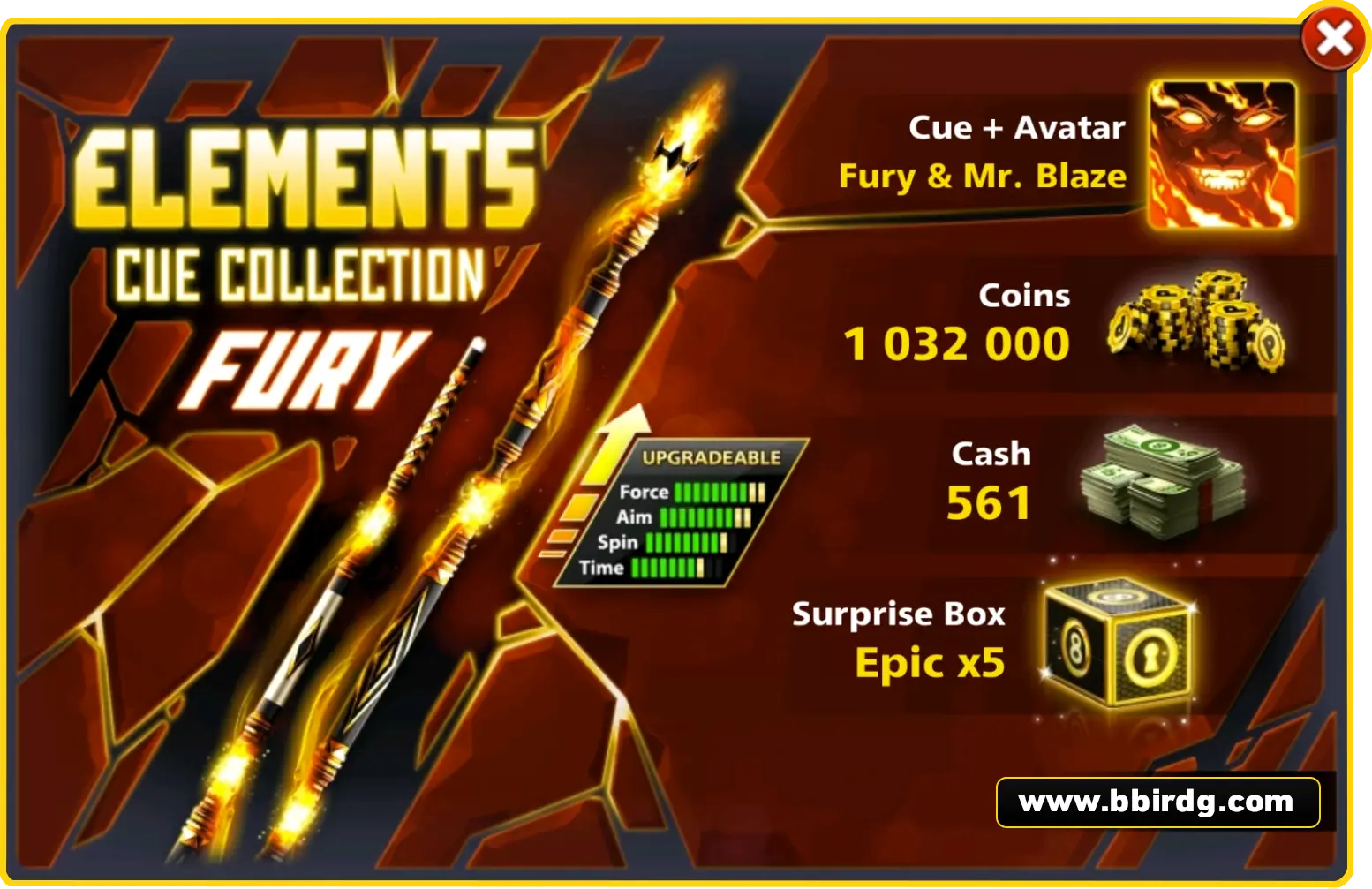 Fury Cue - Elements Collection | 8 Ball Pool