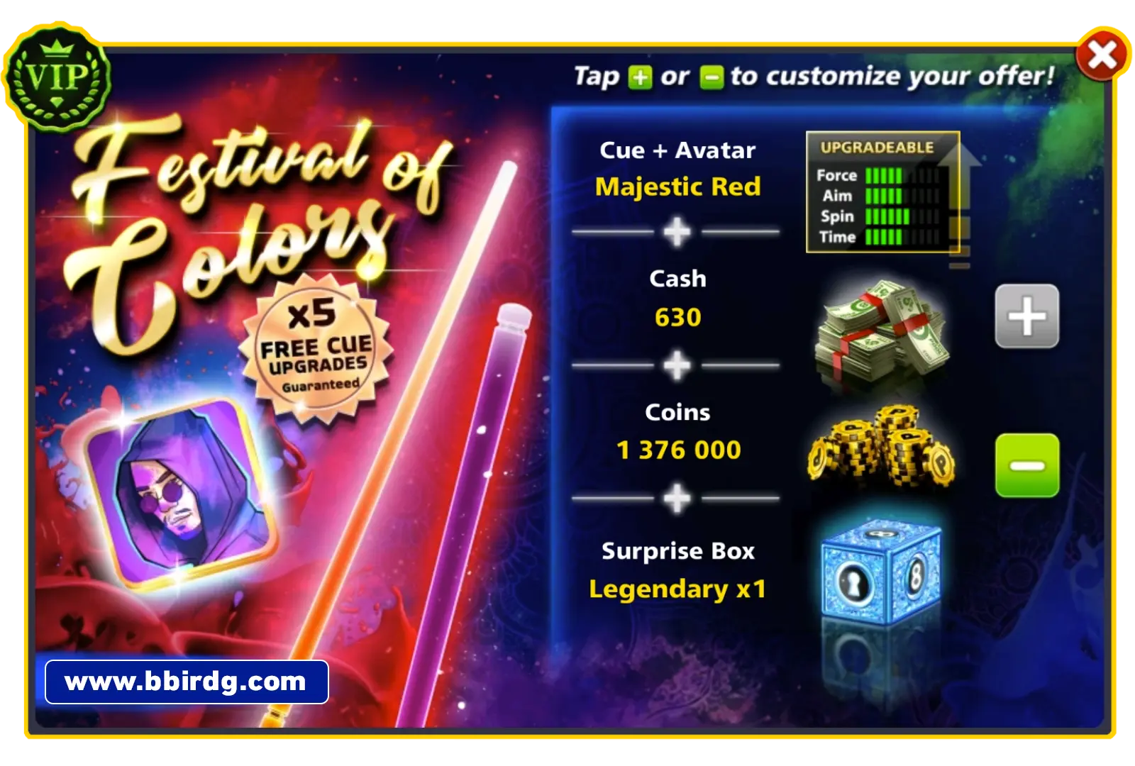 Majestic Red Cue - Festival Of Colors | 8 Ball Pool