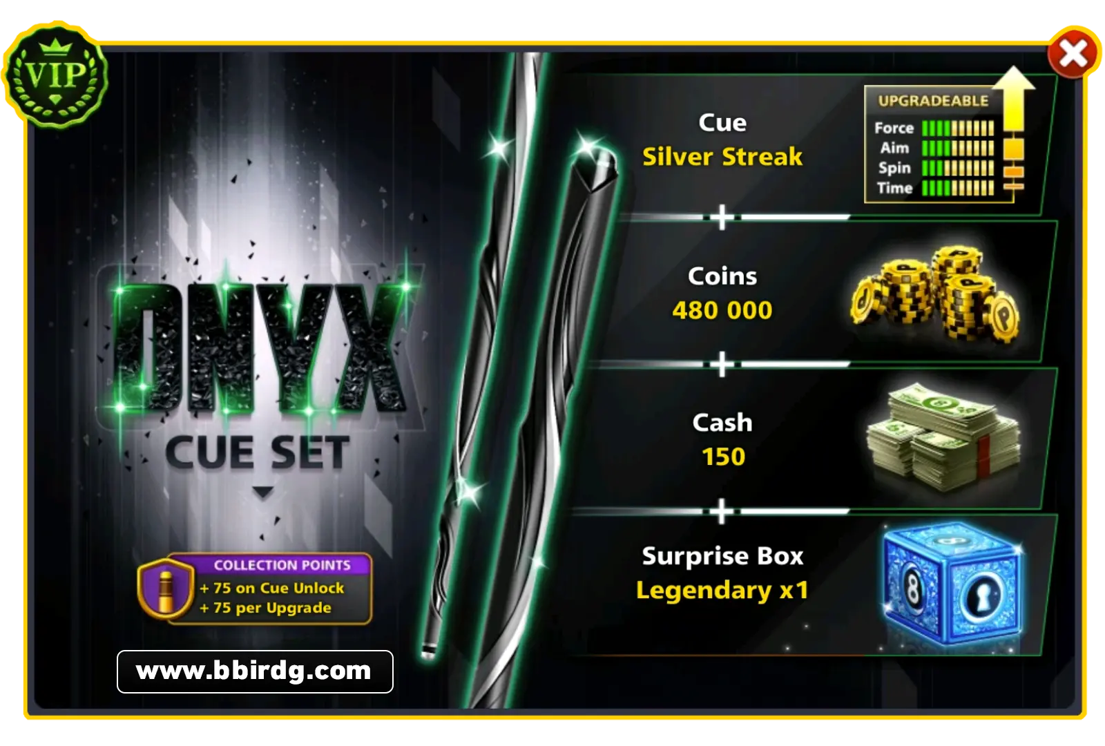 Silver Streak Cue - Dnyx Cue Set | 8 Ball Pool