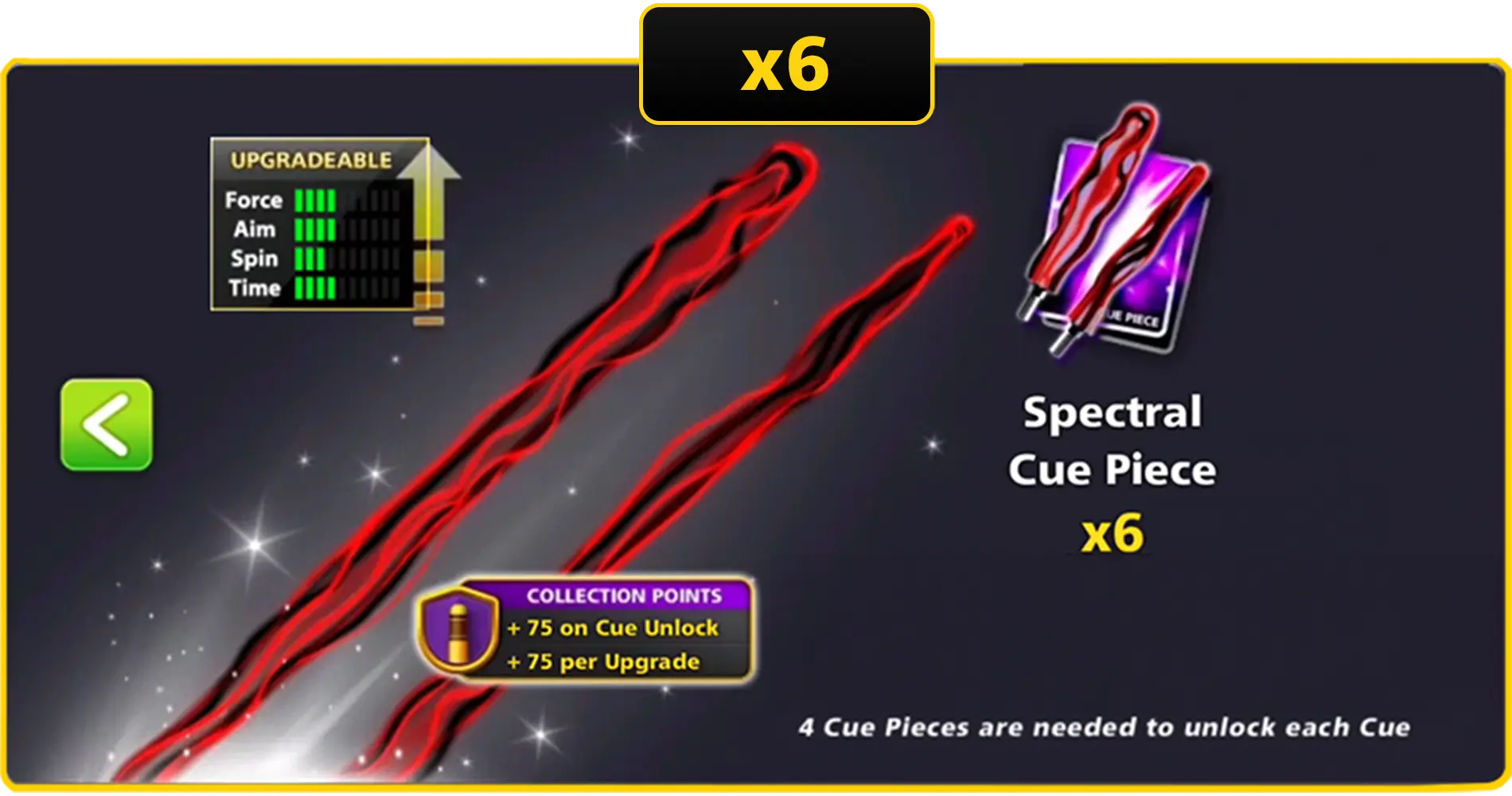 x6 Spectral Cue Pieces | 8 Ball Pool