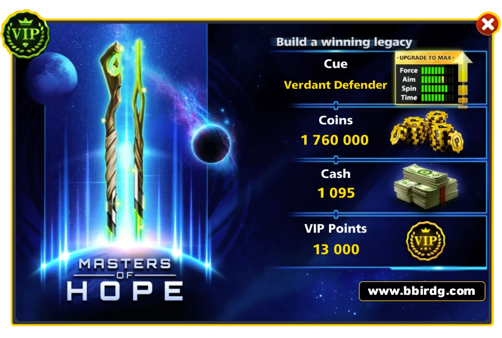 Verdant Defender Cue - Master Of Hope | 8 Ball Pool