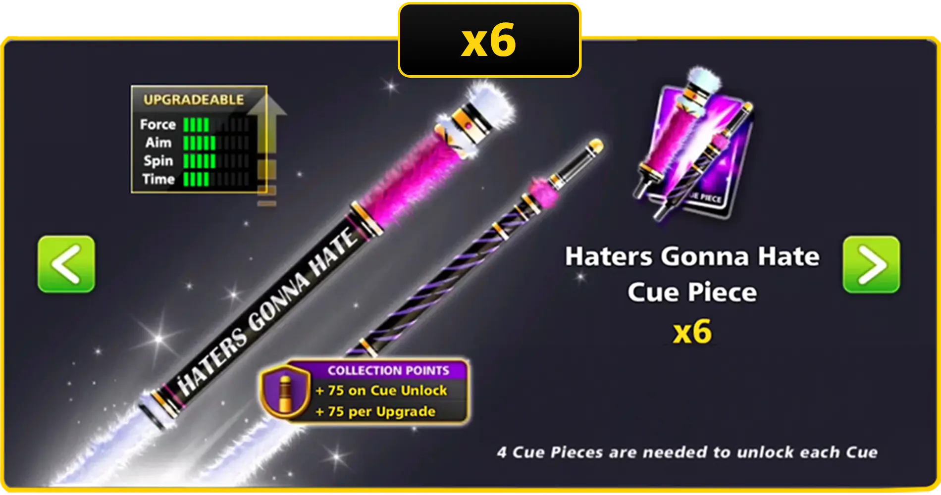 x6 Haters Gonna Hate Cue Pieces | 8 Ball Pool