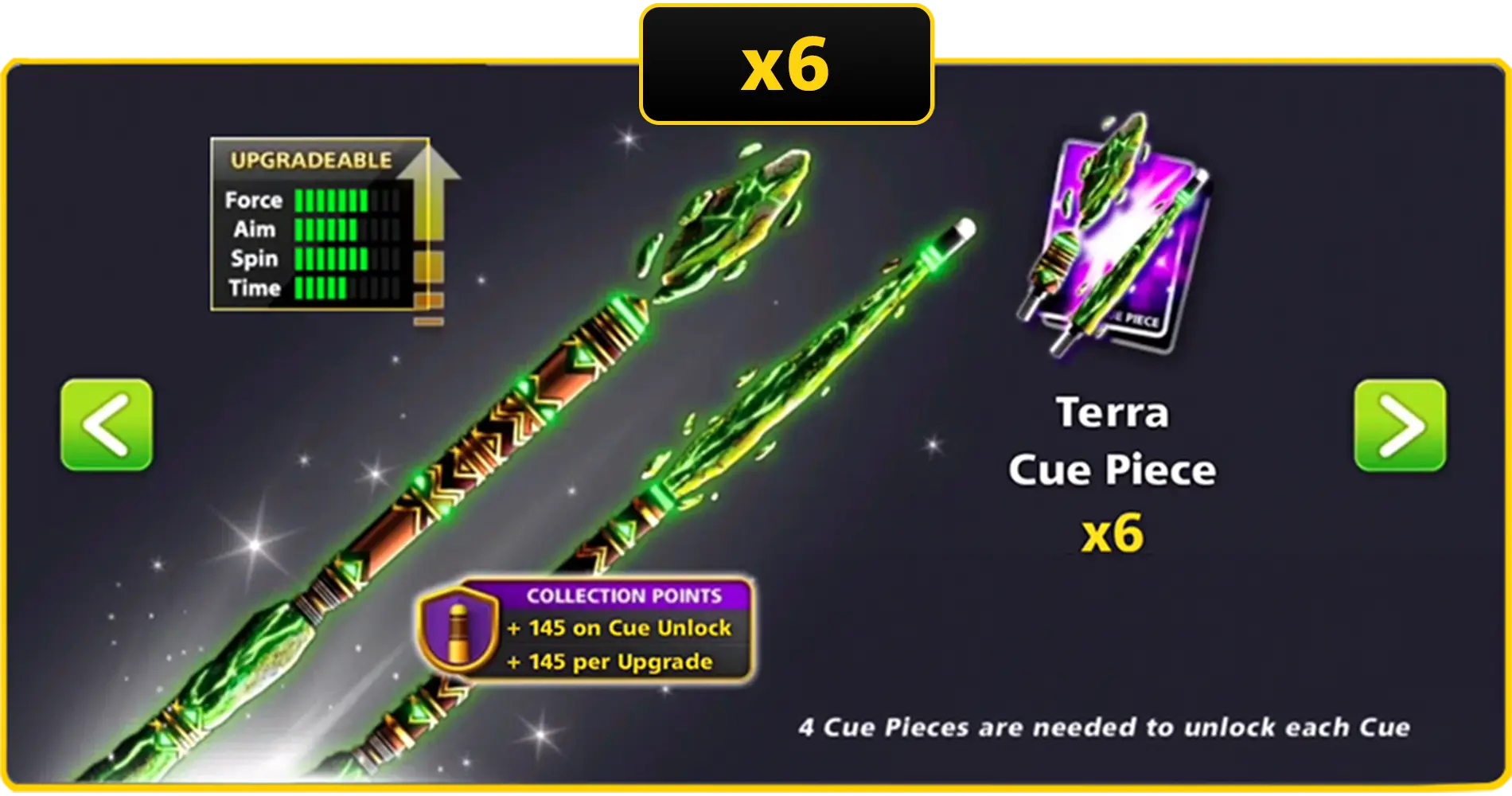 x6 Terra Cue Pieces | 8 Ball Pool